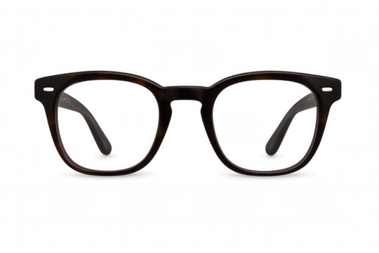 Eyeglasses with tortoiseshell frame presenting a classic design, vision correction accessory on transparent background
