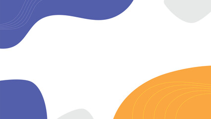 Modern Abstract Background Design with Wavy Shapes and Lines in Vibrant Blue Orange and White Colors