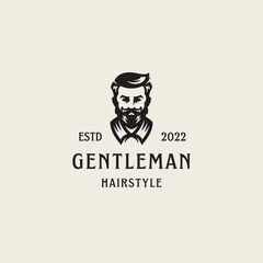 Sophisticated gentleman hairstyle logo design, perfect for barbershops and modern grooming brands seeking a classic masculine edge, established 2022