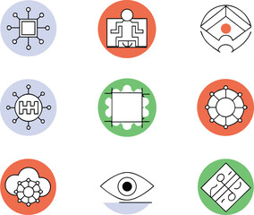 Vector business icons set for digital and print applications, scalable graphics