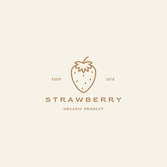 Elegant strawberry logo design for organic food brands, conveying natural goodness and freshness with minimalist style perfect for branding and marketing