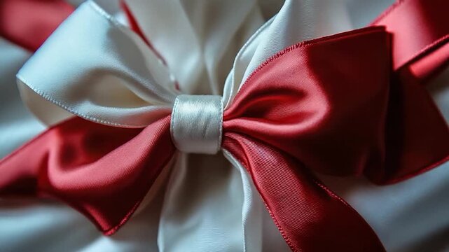 Red and White Bow Close Up