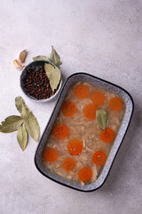Aspic with chicken meat and carrot