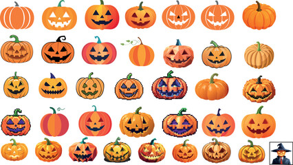 Obraz premium 36 Unique Jack-o'-Lanterns and Pumpkins Collection