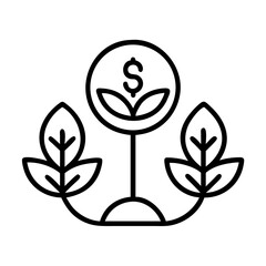 Vector art of financial growth concept a symbolic representation of investment, with a coin sprouting leaves, signifying prosperity and sustainable financial development