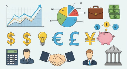 Financial growth and investment strategy with global currency and market analysis