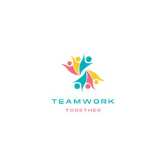 Inspiring teamwork logo design showing vibrant people working together for success and cooperation, ideal for startups and collaborative companies