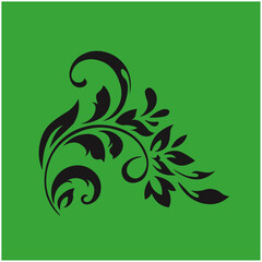 This elegant black and white floral design is ideal for decorative borders, logos, or vintage-inspired graphic designs, featuring intricate detailing and curved leaves