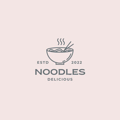 Modern, simple logo design featuring a bowl of delicious noodles, perfect for branding a new Asian restaurant or food delivery service with a minimalist aesthetic
