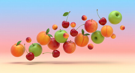 illustration of floating fruit