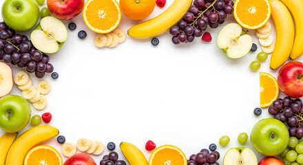 fresh fruits on a white background