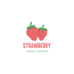 Vibrant strawberry logo design perfect for juice bars, fresh produce markets, or sweet treat promotions, ideal for branding and marketing campaigns
