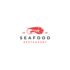 Delicious seafood restaurant logo with vibrant red shrimp design, perfect for branding a modern dining experience and attracting new customers