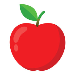 Delicious Apple Fruit Flat Vector Icon, Red Fuji or Gala with Leaf for Food Apps, Healthy Eating, and Grocery Websites.