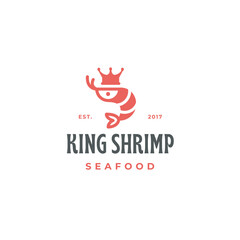 Elegant seafood restaurant logo featuring a crowned shrimp, perfect for branding a new seafood venture or updating your established restaurant design