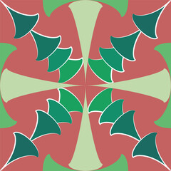 Festive Green Pine Tree Starburst Seamless Vector Pattern