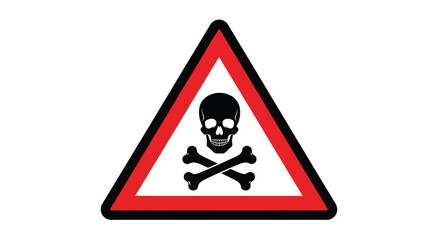 Vector illustration of warning sign with skull and crossbones symbol inside a red triangle