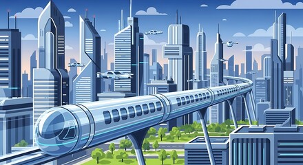 Futuristic City Maglev Train. (1)