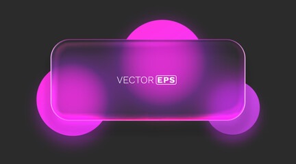 Modern Neon Glow Frame with Blurred Circles on Dark Background. A stylish abstract design element.