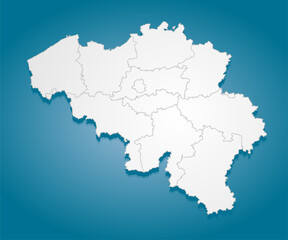 Creative map of country Belgium divided on regions