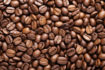 A large number of roasted coffee beans texture background
