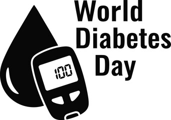 World diabetes day illustration with blood drop and glucose meter