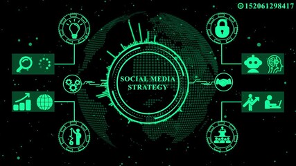 Social Media Strategy Concept with Global Network digital .Technology, Internet and network concept ,4k video animation. - Powered by Adobe