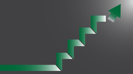 Fototapeta premium Illustration of economic growth is depicted by a green staircase ascending toward light, symbolizing progress and increased prosperity.