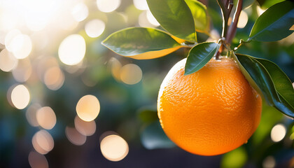 oranges on tree with bokehs