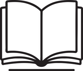 Minimalist Open Book Illustration An open book, illustrated with a simple black line art design.