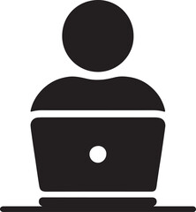 Minimalist Workspace Vector Illustration person, sitting, laptop, computer, technology, minimalist