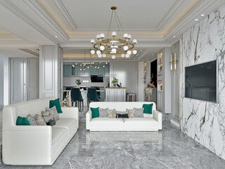 3d render of modern living room