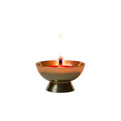 Traditional Metal Diya with Gradient Flame — Ideal for Diwali, Puja, and Cultural or Spiritual Design Themes