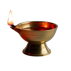 Traditional Brass Oil Lamp with Steady Flame — Ideal for Diwali, Puja, and Cultural or Spiritual Design Themes