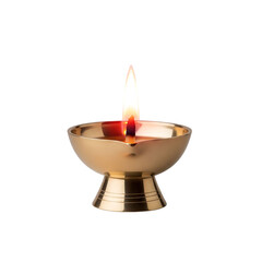 Traditional Brass Oil Lamp with Steady Flame — Ideal for Diwali, Puja, and Cultural or Spiritual Design Themes