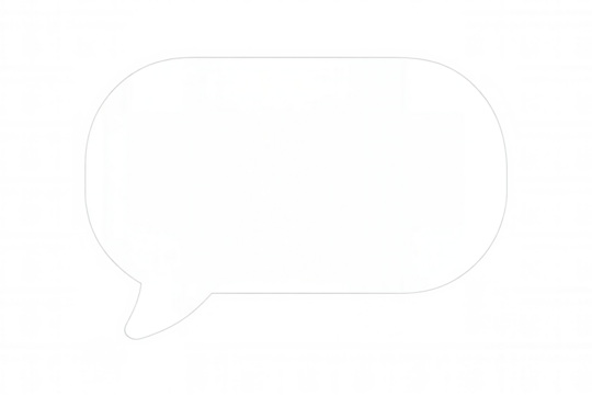 White speech bubble icon symbol for communication, conversation, message, and comment element on transparent background