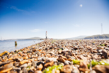 Lighthouse Tokarevskaya koshka with vane anemometer in Vladivostok