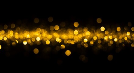 Golden Bokeh Lights on Black Background stock rl07vj