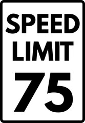 Speed Limit 75 mph Road Sign