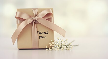 Thank You Gift Box with Delicate Flowers present wrapped