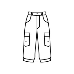 Outline of cargo pants design on transparent background