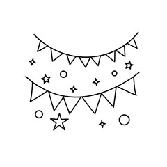 Bunting and stars decoration on transparent background