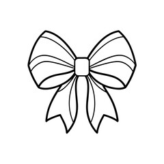 Outlined decorative bow design on transparent background