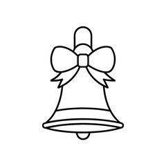 Outline drawing of bell bow on transparent background