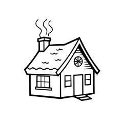 Simple outline drawing of house on transparent background
