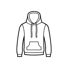 Outline of a hooded sweatshirt on transparent background