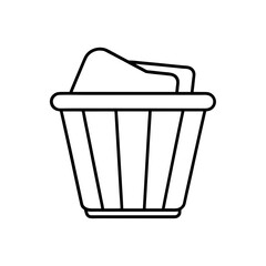 Outline trash can with trash on transparent background