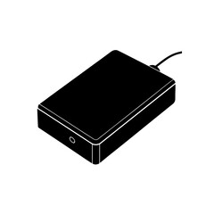 Minimalist silhouette vector illustration of an external hard drive icon scalable graphic