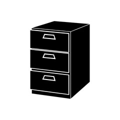 Silhouette of a file cabinet vector graphic scalable icon for office and storage concepts