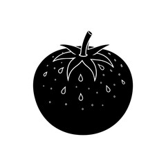 Fresh ripe tomato with dew drops vector illustration healthy food icon scalable graphic